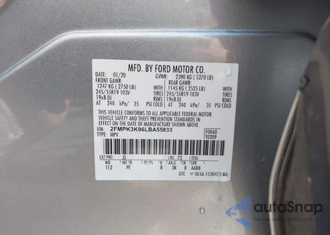 2020 Ford Edge Titanium z USA, uszkodzony, nr VIN 2FMPK3K96LBA55833